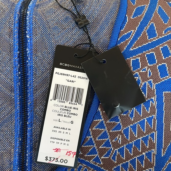 BCBGMAXAZRIA Wiggle Dress,Large Blue Brown Dress, Evening Dress,Abstract Pattern - Picture 10 of 11